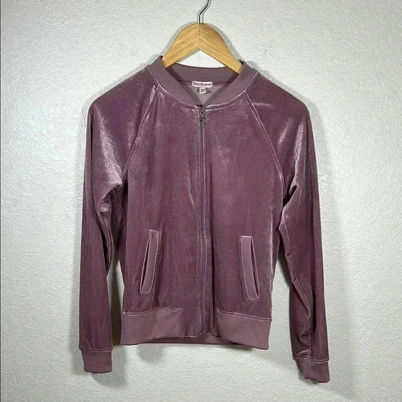 Juicy Contour Velvet Zip-Up Jacket in Mauve XS - Picture 1 of 4